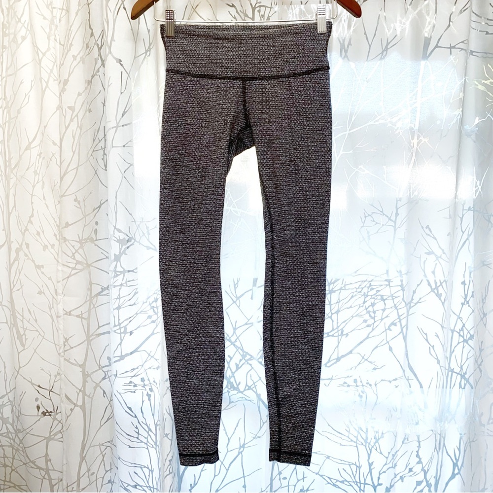 Lululemon wunder under low rise tight leggings Variegated Knit Black Heathered